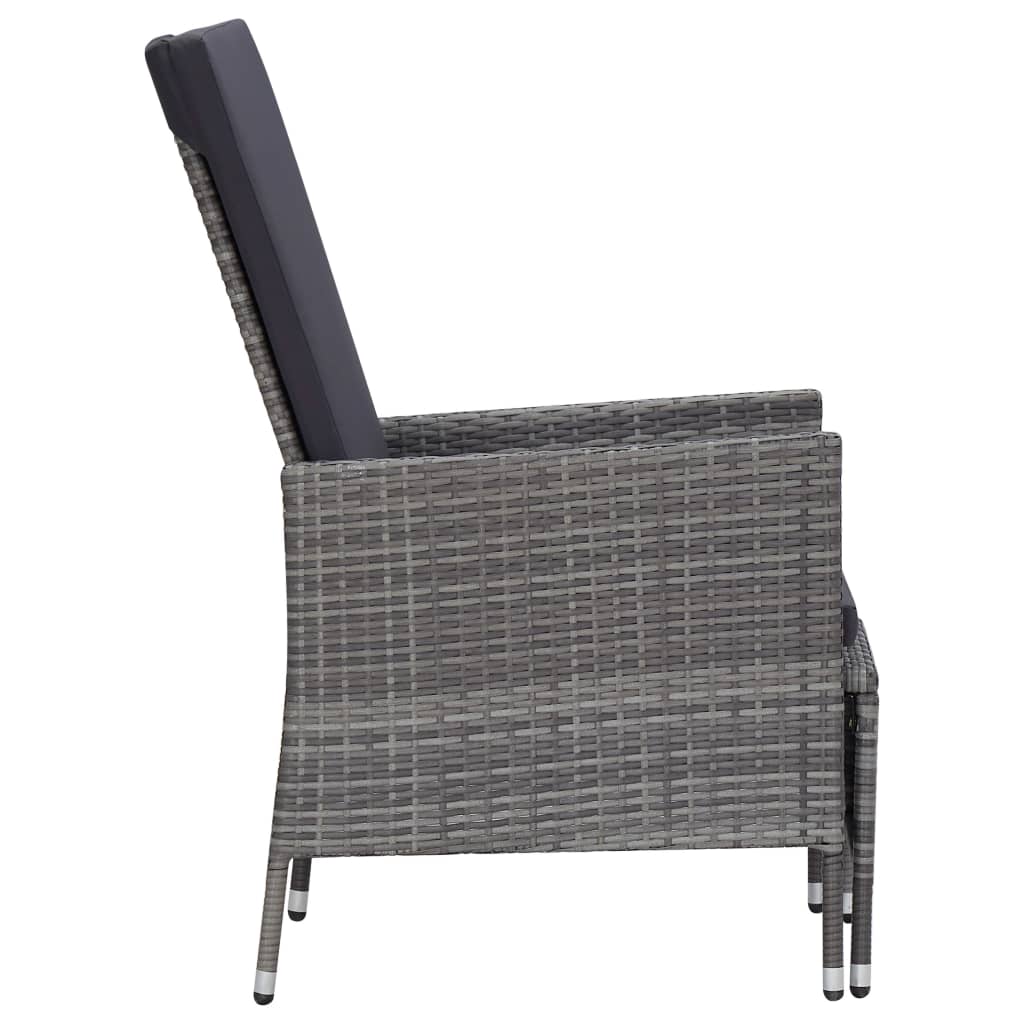 2-delige Loungeset met kussens poly rattan grijs