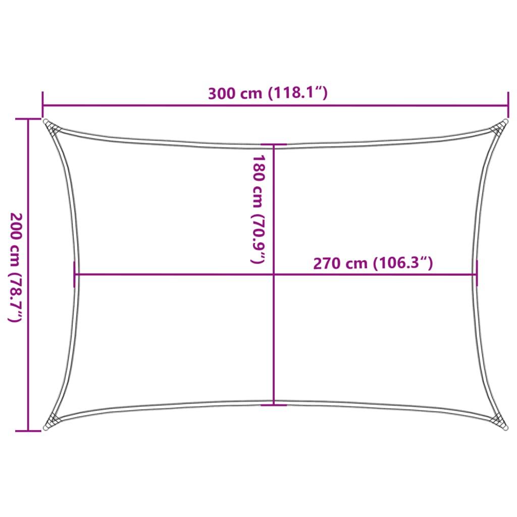 Zonnezeil 160 g/m² 2x3 m HDPE crèmekleurig