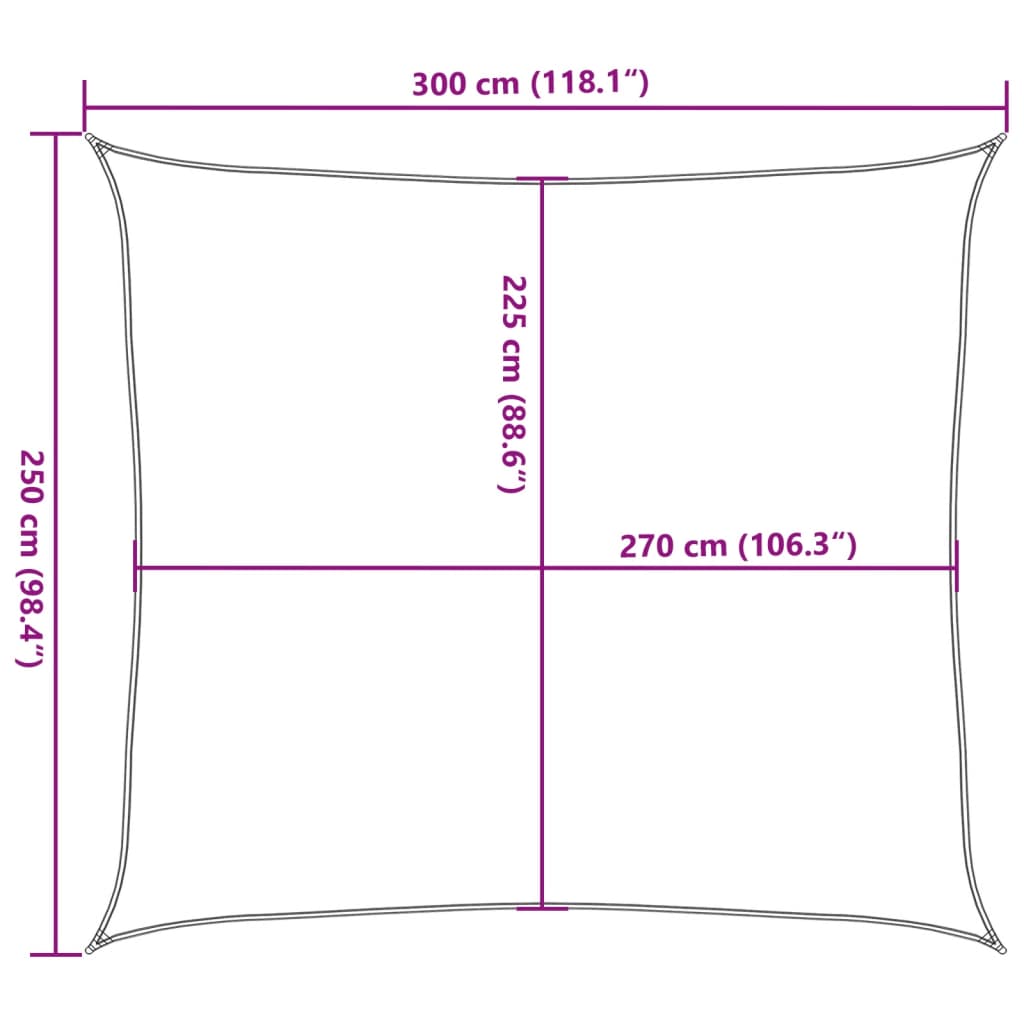 Zonnezeil 160 g/m² 2,5x3 m HDPE crèmekleurig