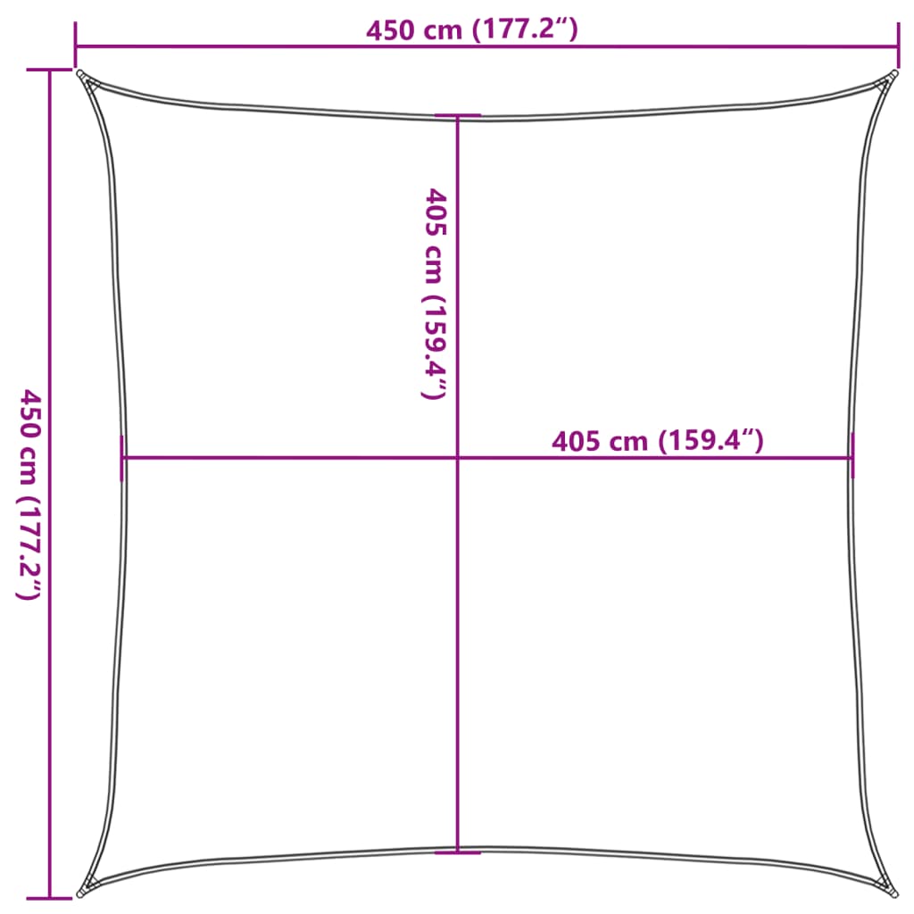 Zonnezeil 160 g/m² 4,5x4,5 m HDPE wit