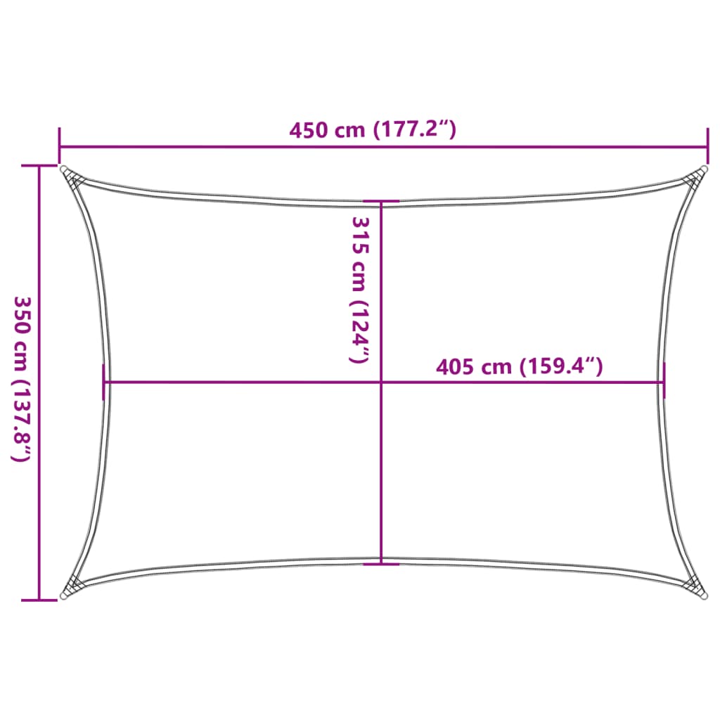 Zonnezeil 160 g/m² 3,5x4,5 m HDPE wit