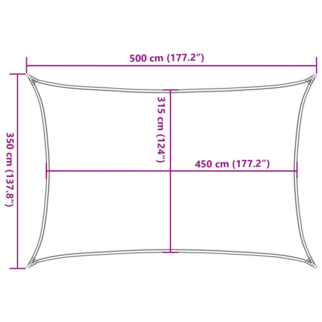 Zonnezeil 160 g/m² 3,5x5 m HDPE wit