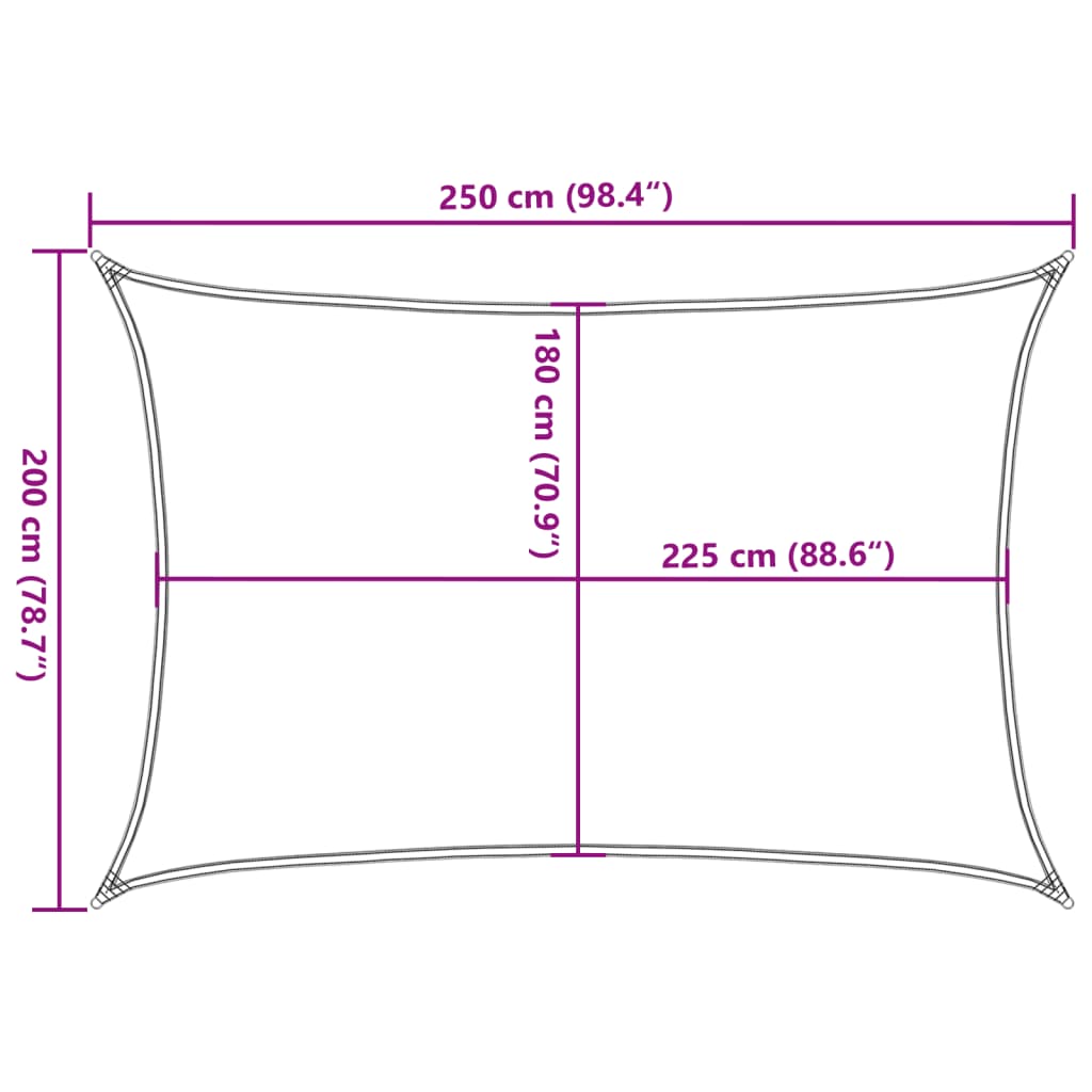 Zonnezeil 160 g/m² 2x2,5 m HDPE lichtgroen