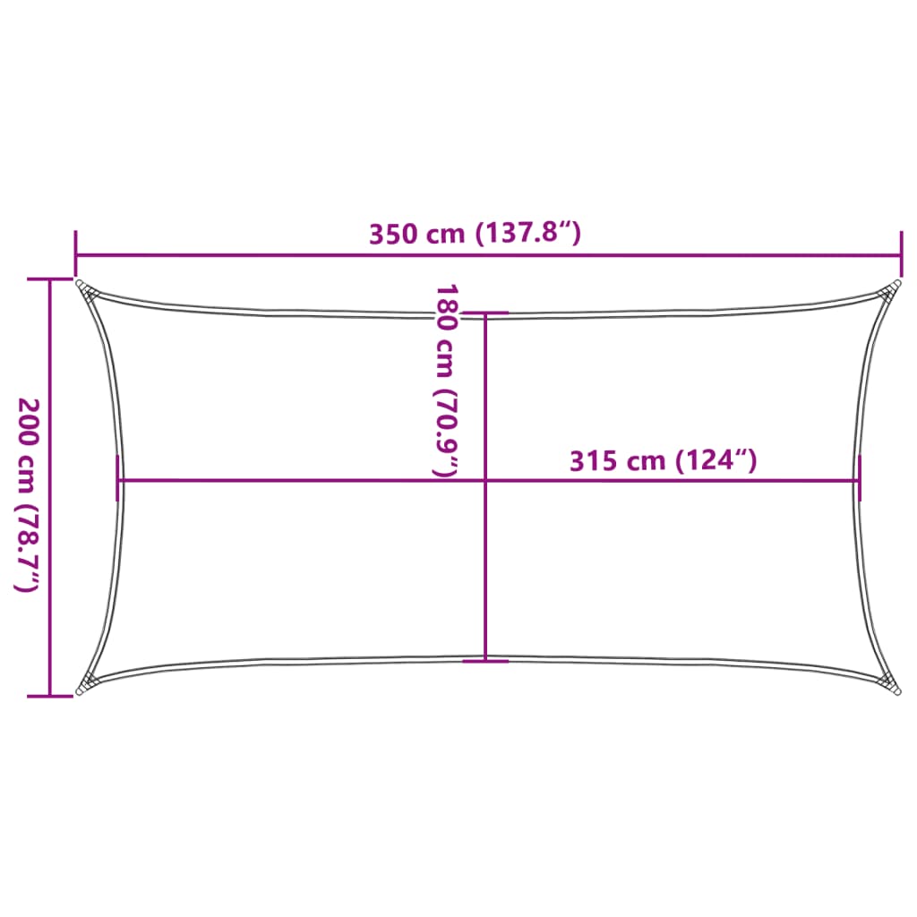 Zonnezeil rechthoekig 160 g/m² 2x3,5 m HDPE lichtgroen