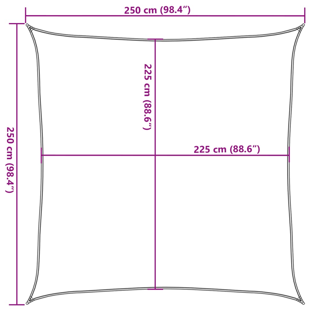 Zonnezeil 160 g/m² 2,5x2,5 m HDPE taupe