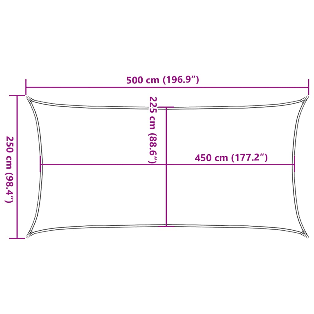 Zonnezeil rechthoekig 160 g/m² 2,5x5 m HDPE blauw