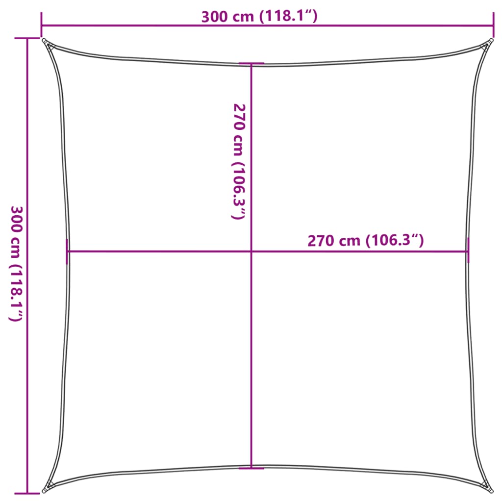 Zonnezeil 160 g/m² 3x3 m HDPE geel