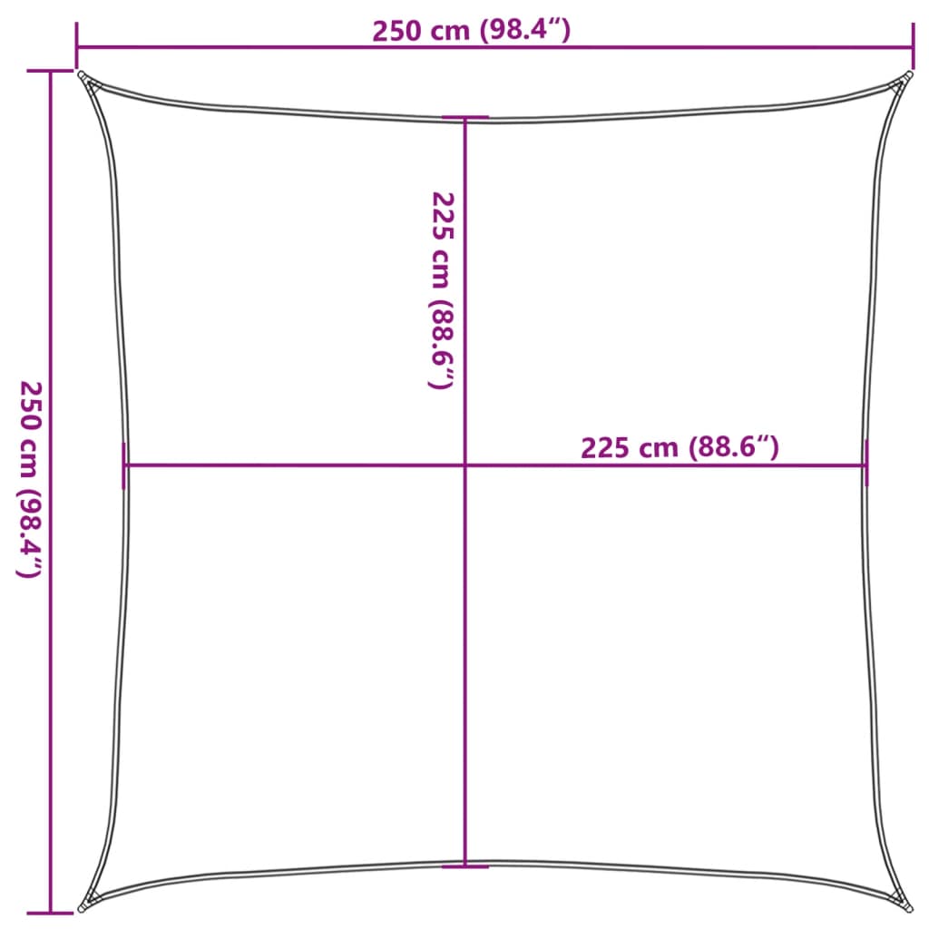 Zonnezeil 160 g/m² 2,5x2,5 m HDPE oranje