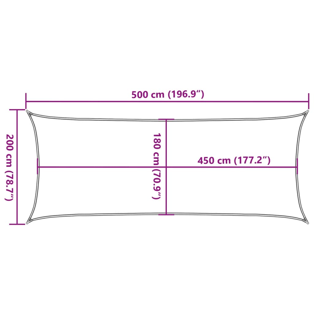 Zonnezeil 160 g/m² 2x5 m HDPE zwart