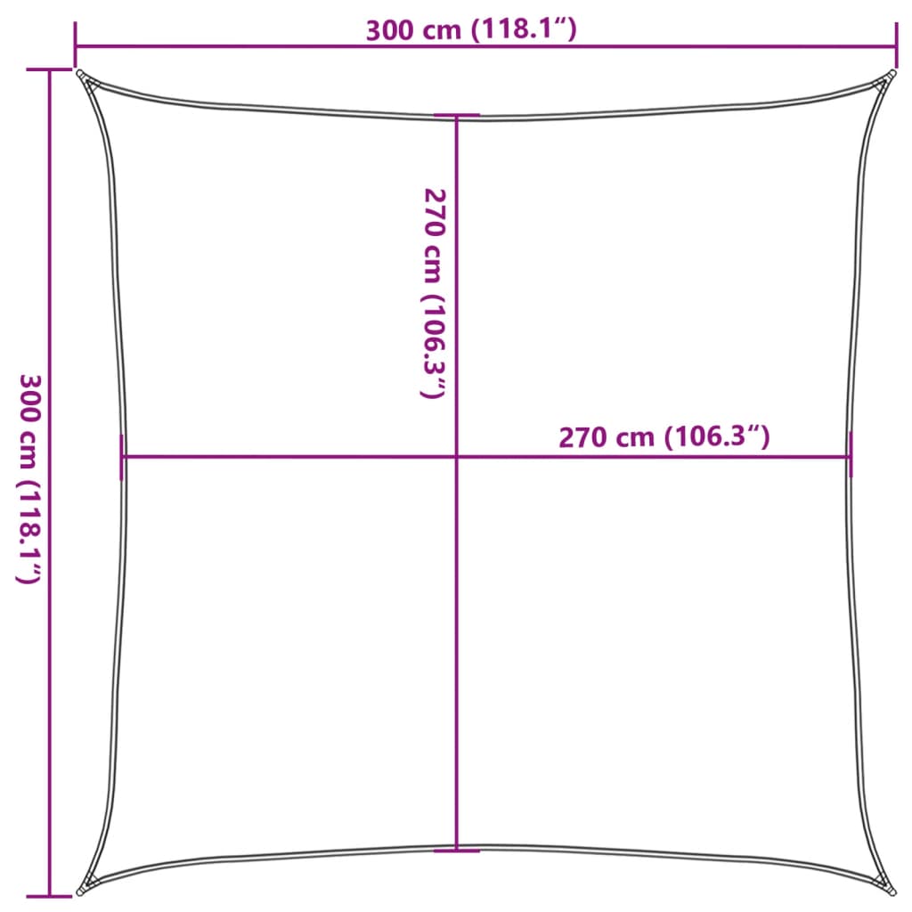 Zonnezeil 160 g/m² 3x3 m HDPE bruin