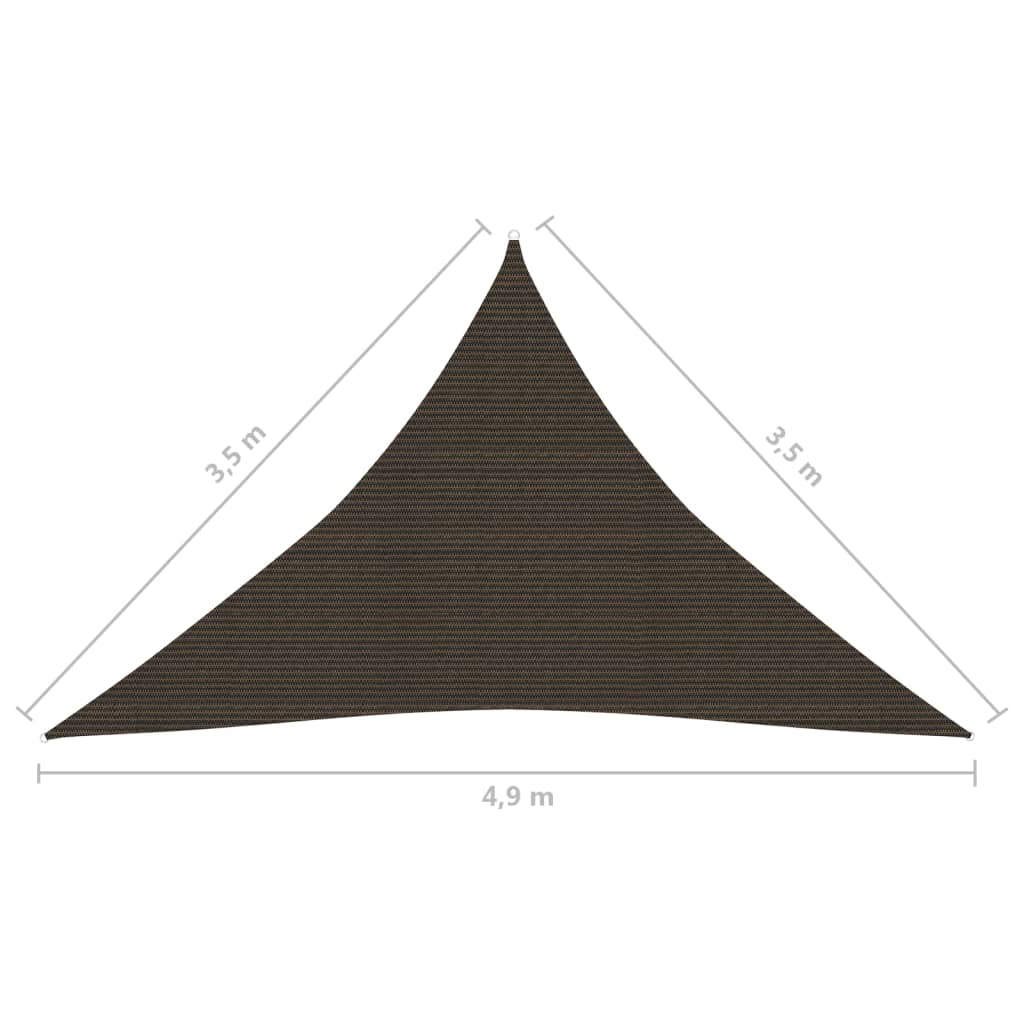 Zonnezeil 160 g/m² 3,5x3,5x4,9 m HDPE bruin