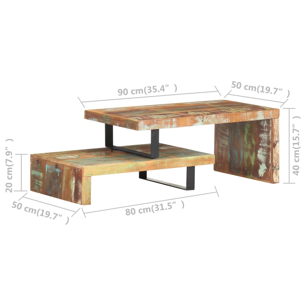 2-delige Salontafelset massief gerecycled hout