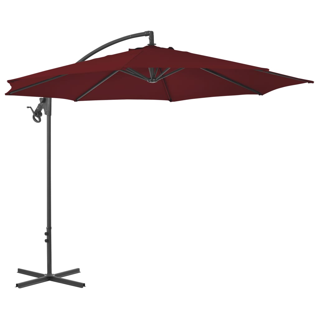 Zweefparasol met stalen paal 300 cm bordeauxrood