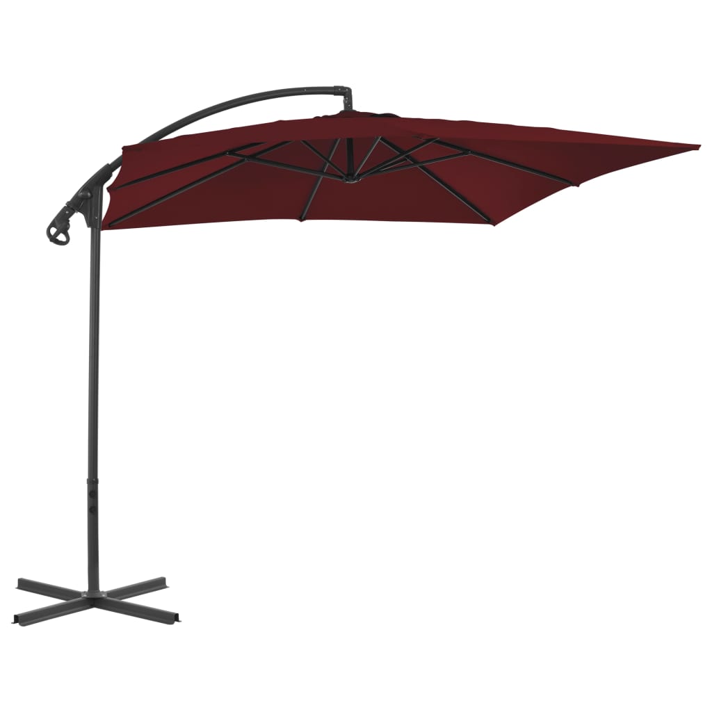 Zweefparasol met stalen paal 250x250 cm wijnrood