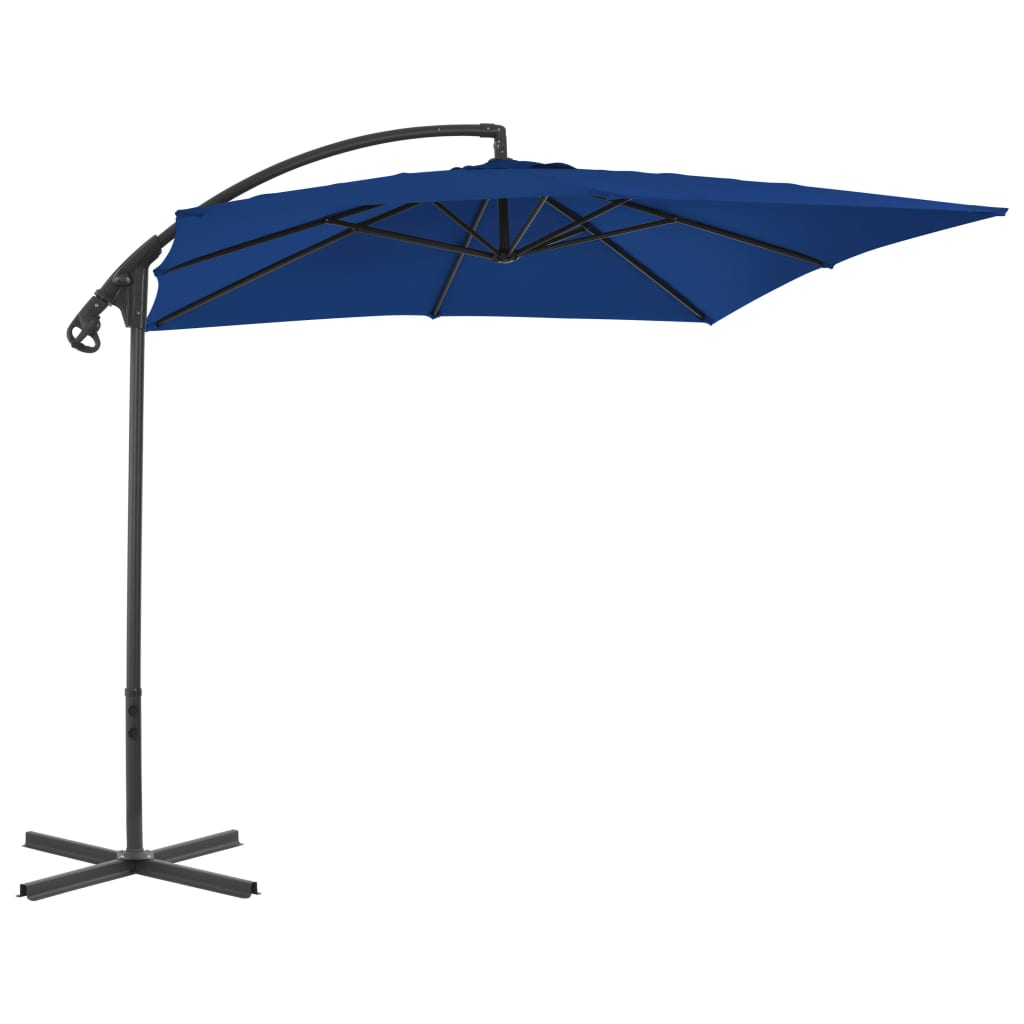 Zweefparasol met stalen paal 250x250 cm azuurblauw