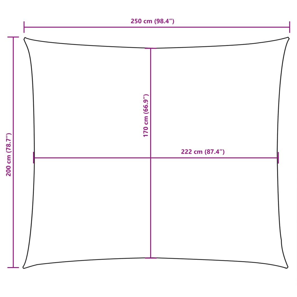 Zonnescherm rechthoekig 2x2,5 m oxford stof crèmekleurig