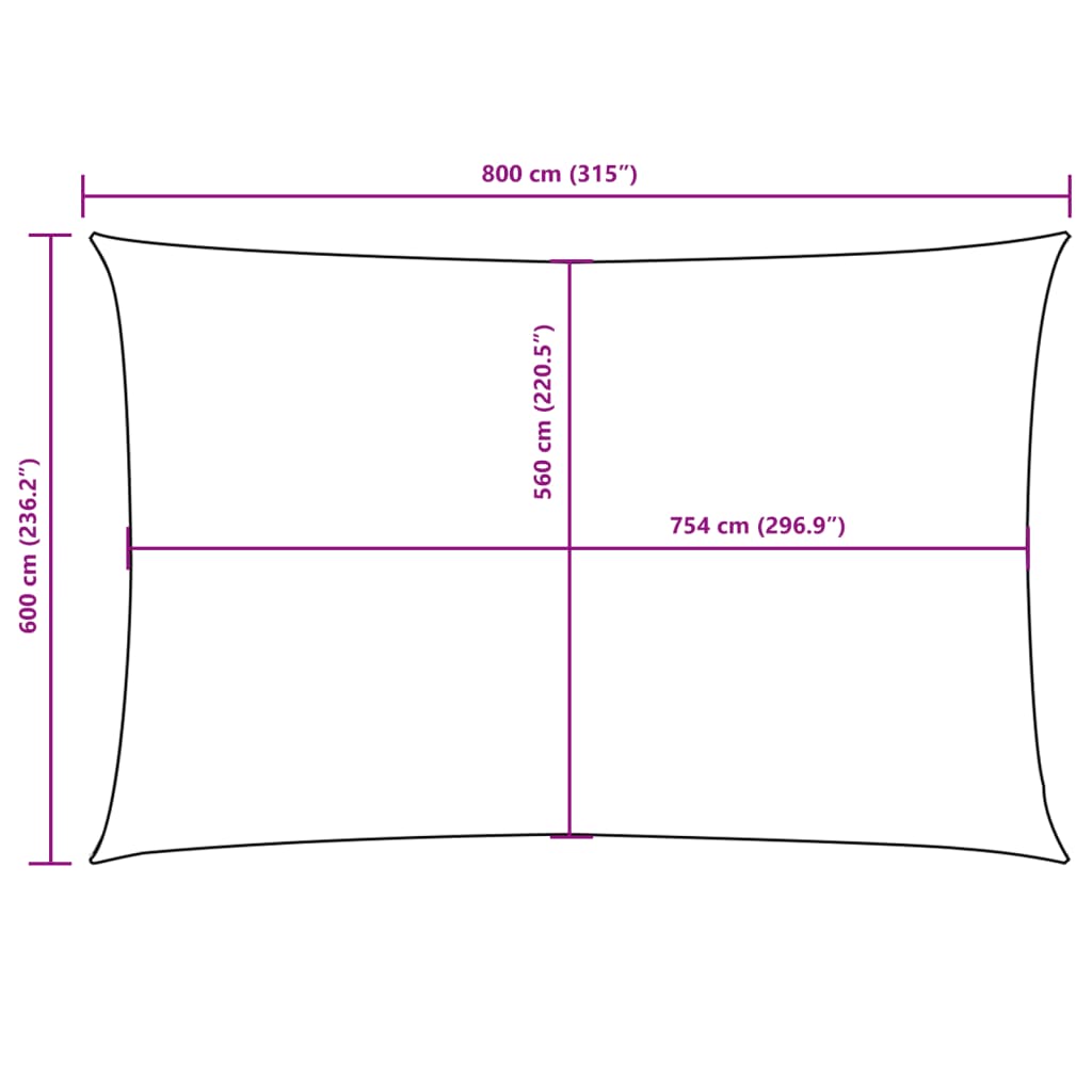 Zonnescherm rechthoekig 6x8 m oxford stof crèmekleurig