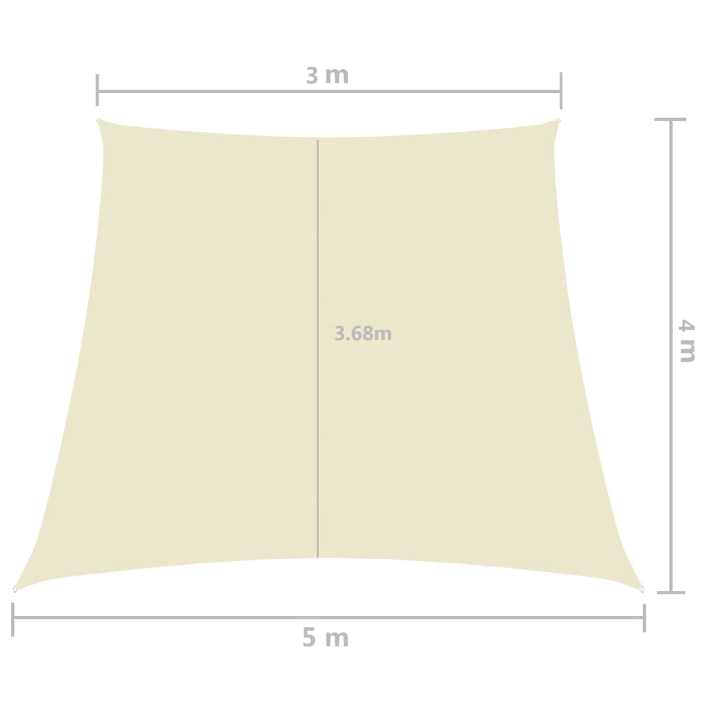 Zonnezeil trapezium 3/5x4 m oxford stof crèmekleurig