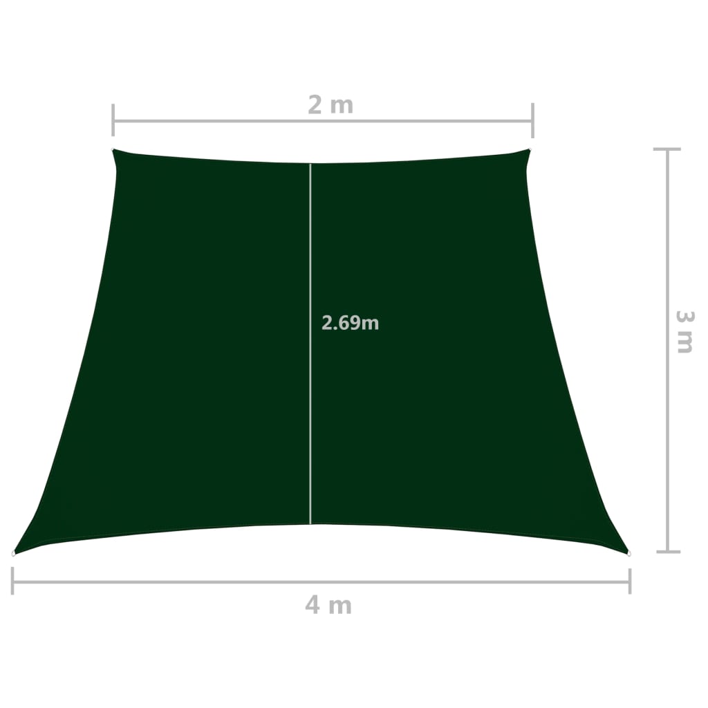 Zonnezeil trapezium 2/4x3 m oxford stof donkergroen