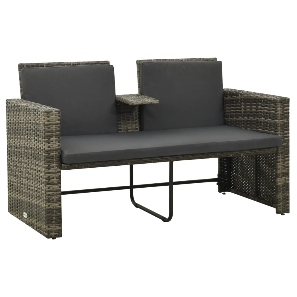 3-delige Loungeset met kussens poly rattan grijs