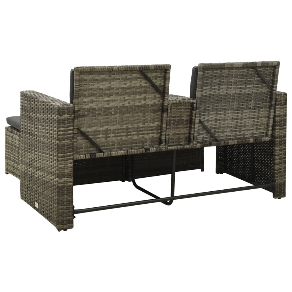 3-delige Loungeset met kussens poly rattan grijs