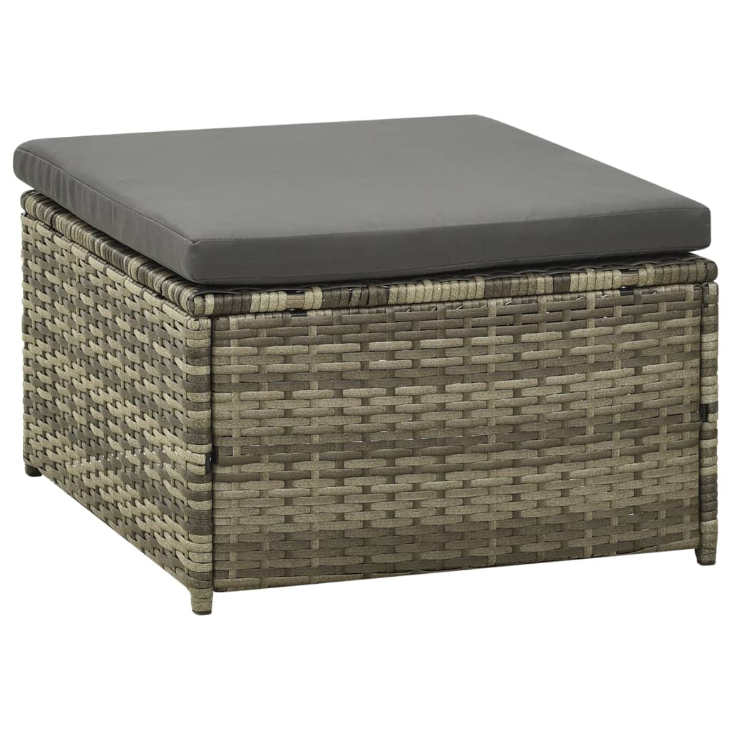 3-delige Loungeset met kussens poly rattan grijs