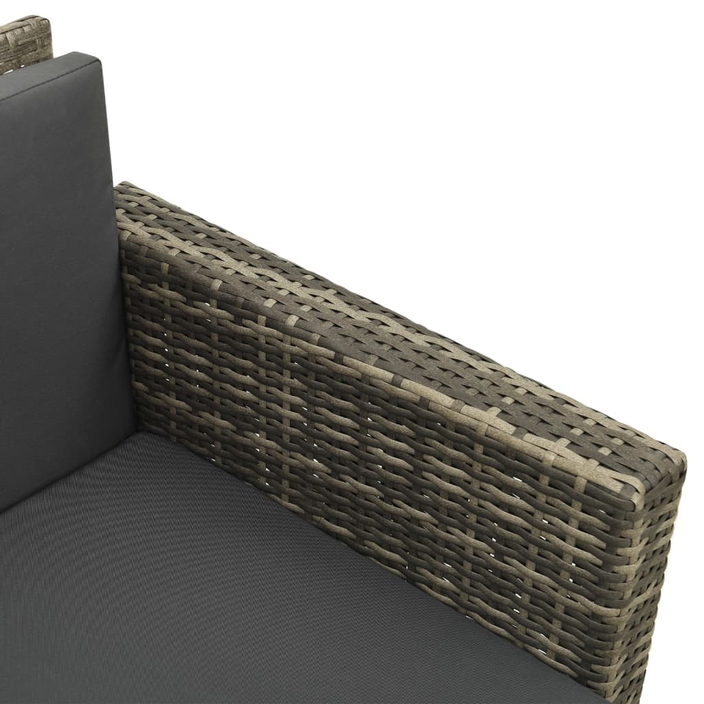 3-delige Loungeset met kussens poly rattan grijs