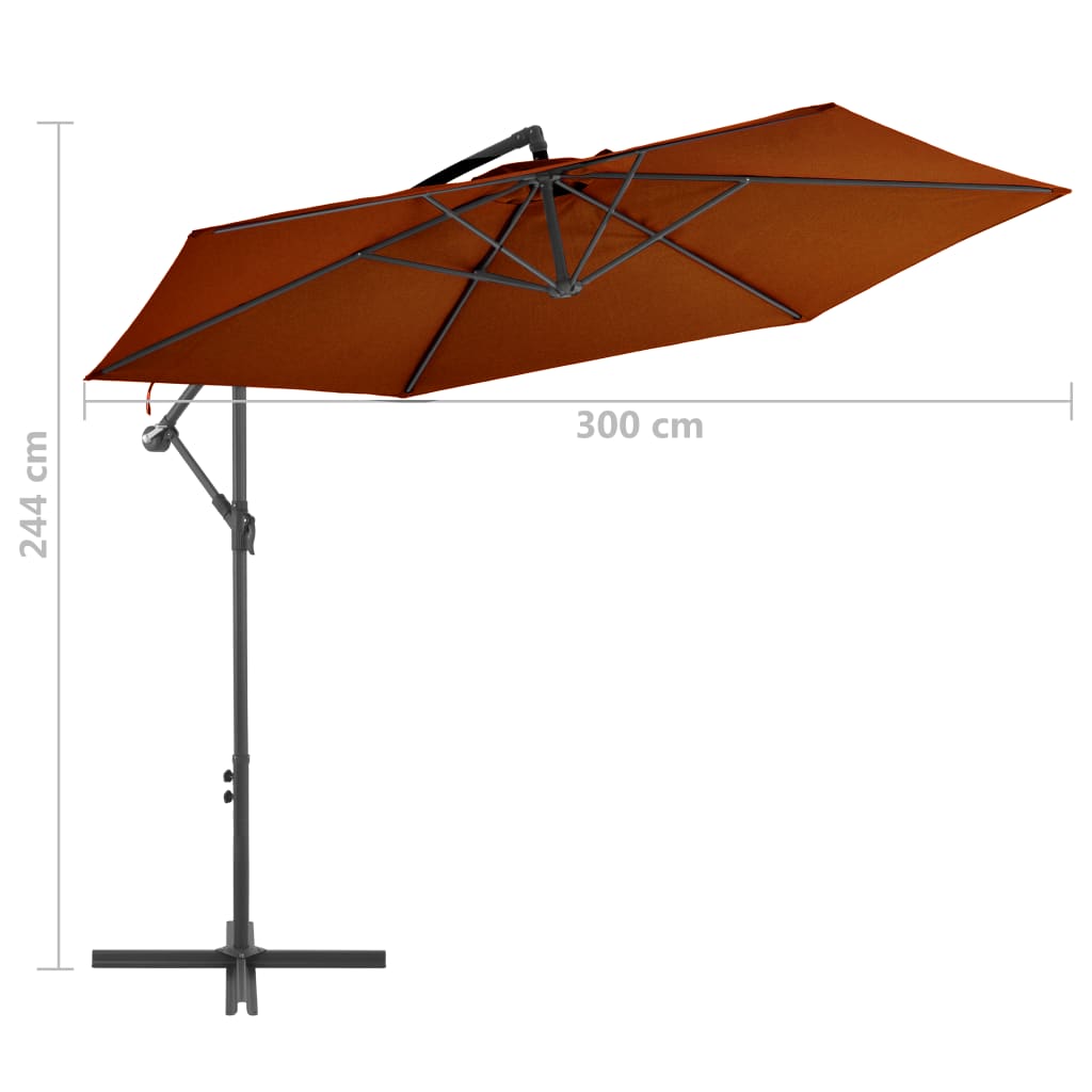 Zweefparasol met aluminium paal 300 cm terracottakleurig