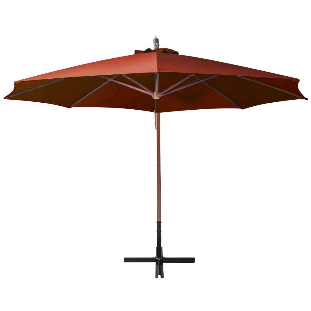 Zweefparasol met paal 3,5x2,9 m massief vurenhout terracotta