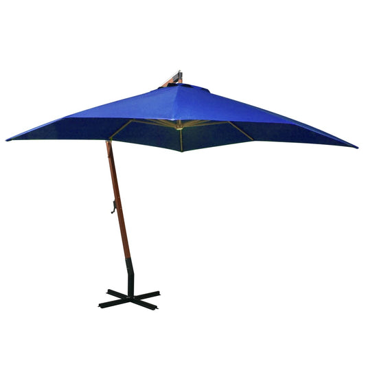 Zweefparasol met paal 3x3 m massief vurenhout azuurblauw