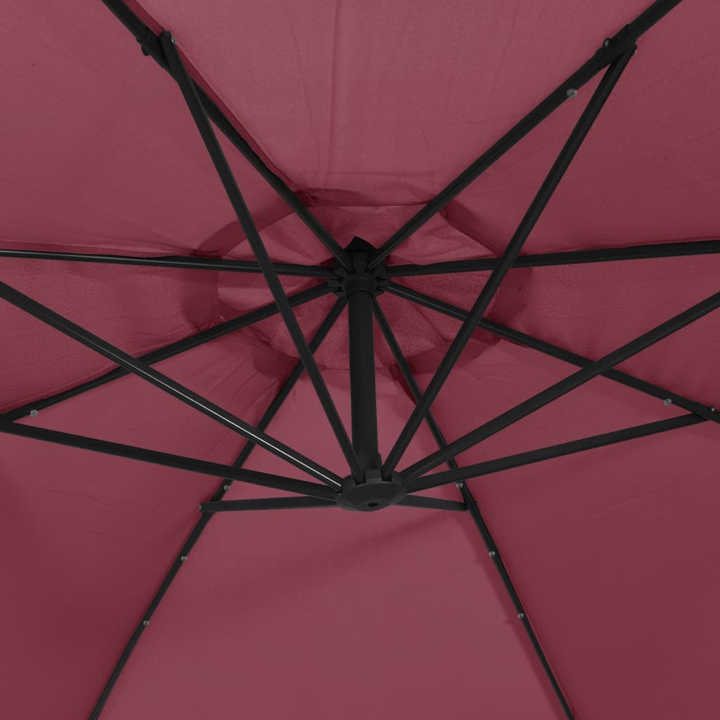 Zweefparasol met LED-verlichting 350 cm bordeauxrood