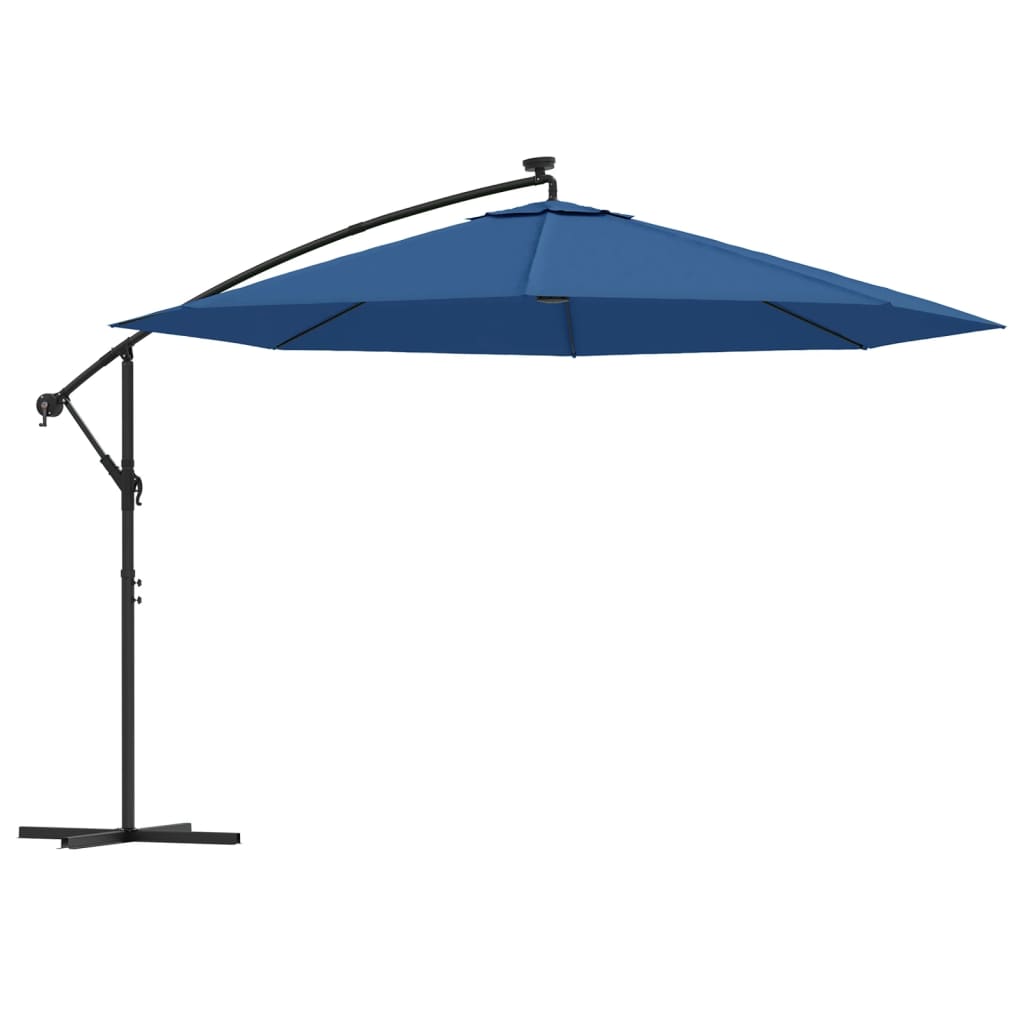 Zweefparasol met LED-verlichting 350 cm azuurblauw