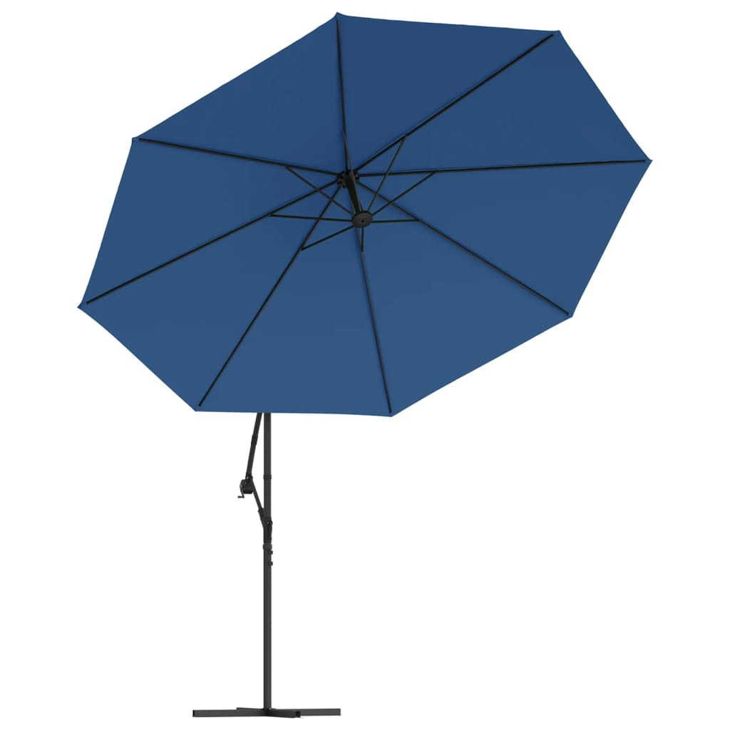 Zweefparasol met LED-verlichting 350 cm azuurblauw