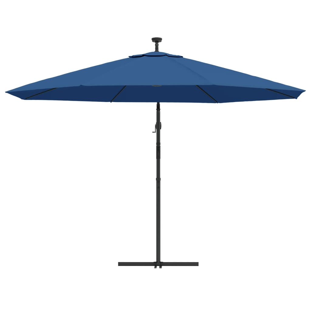 Zweefparasol met LED-verlichting 350 cm azuurblauw