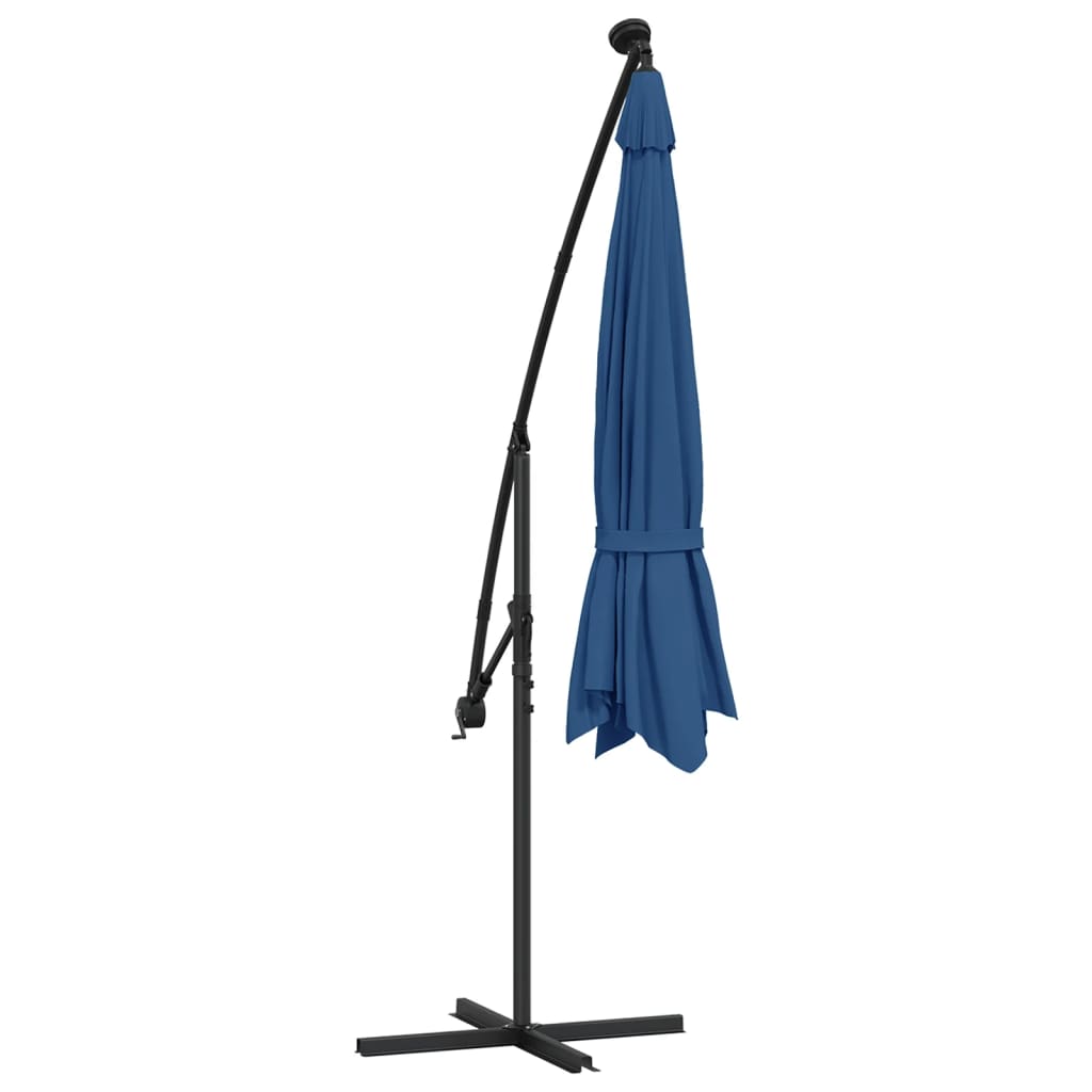 Zweefparasol met LED-verlichting 350 cm azuurblauw