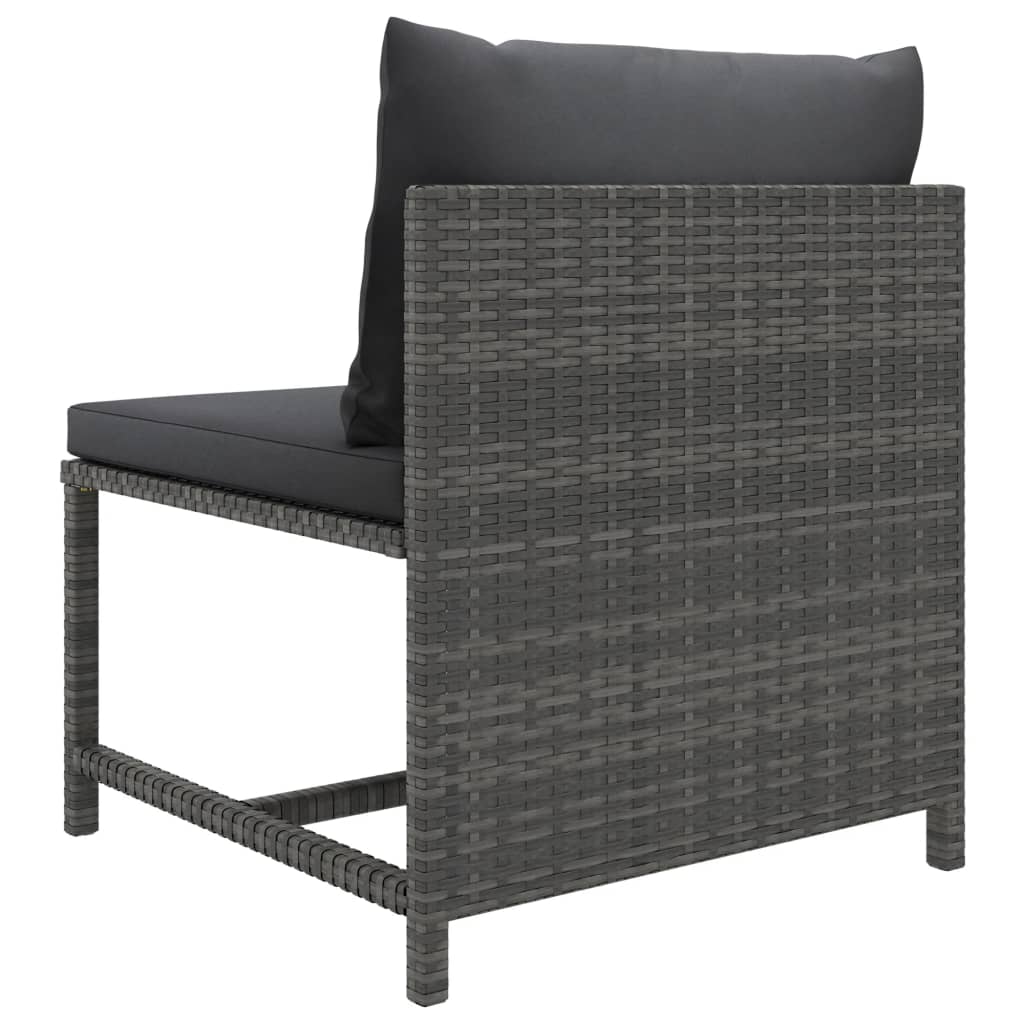 3-delige Loungeset met kussens poly rattan grijs