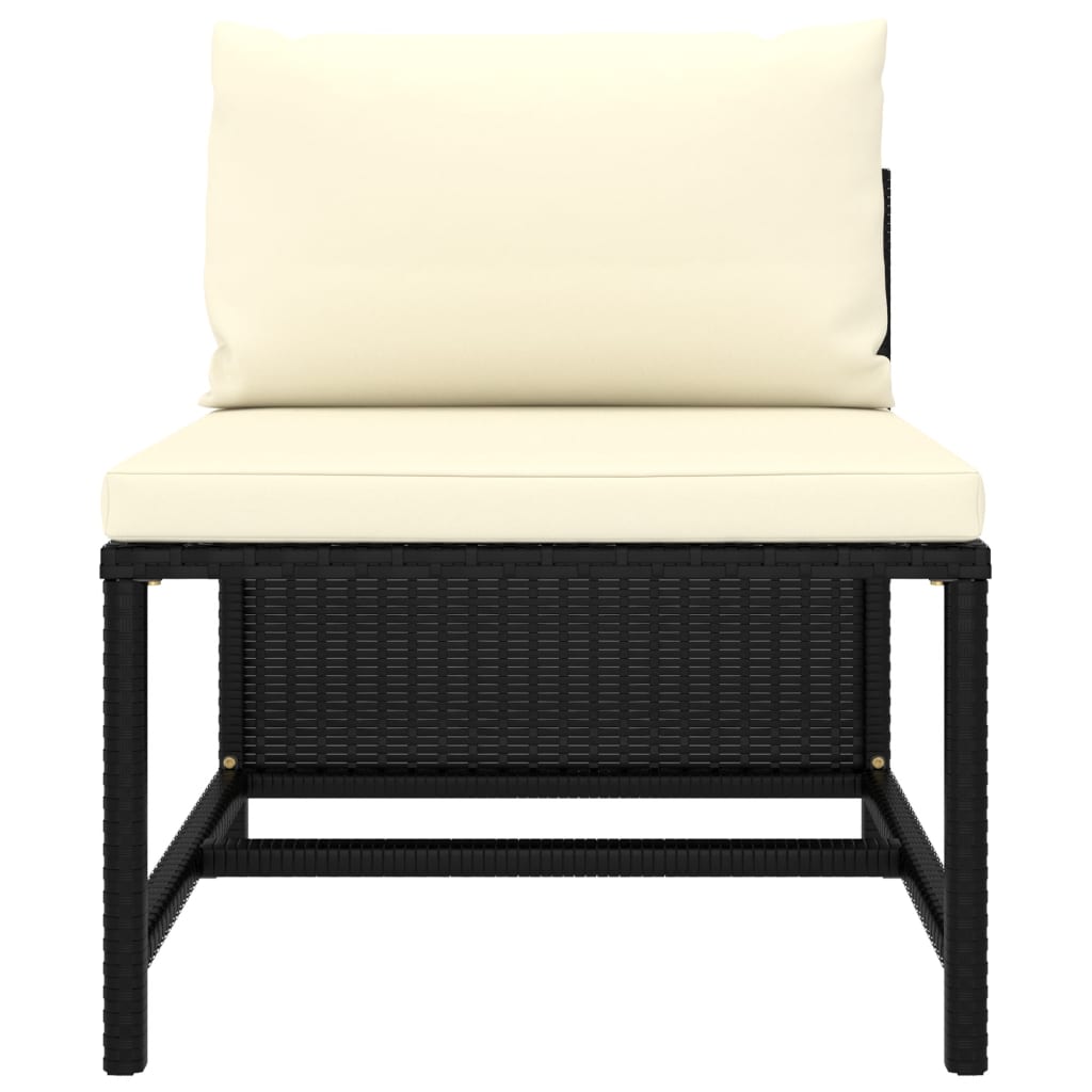 2-delige Loungeset met kussens poly rattan zwart