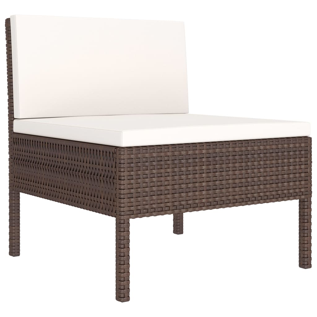 10-delige Loungeset met kussens poly rattan bruin