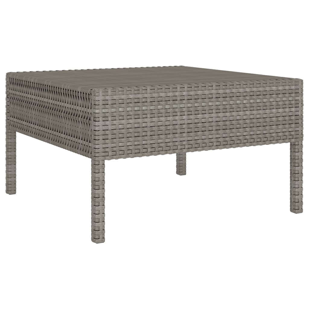 10-delige Loungeset met kussens poly rattan grijs