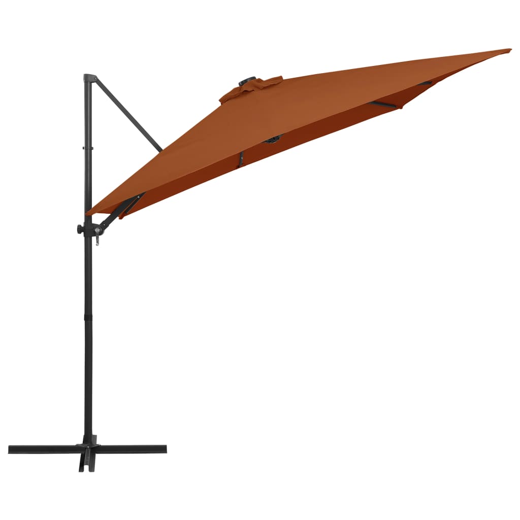 Zweefparasol met LED-verlichting 250x250 cm terracottakleurig