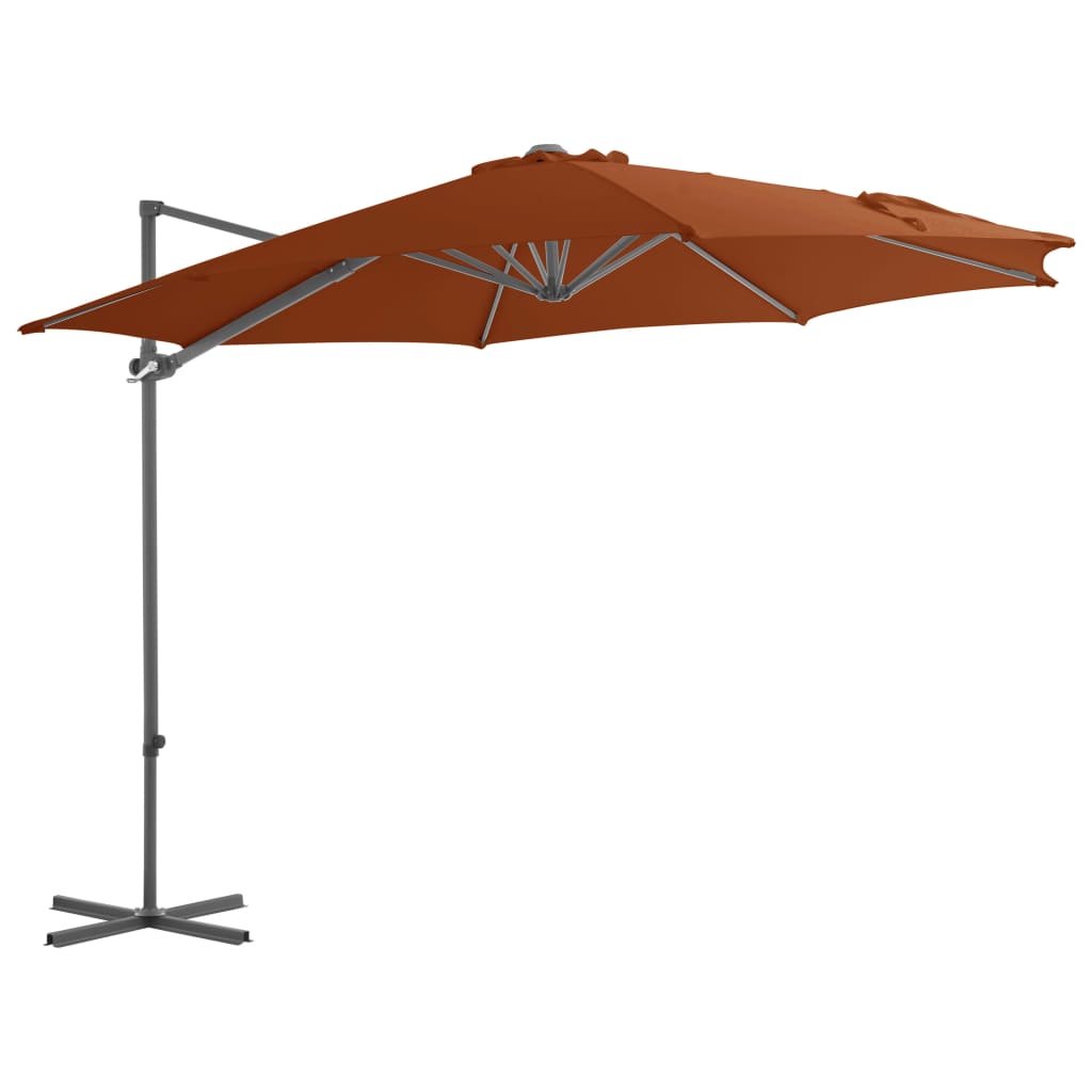 Zweefparasol met stalen paal 300 cm terracottakleurig