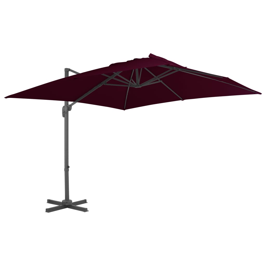 Zweefparasol met aluminium paal 300x300 cm bordeauxrood