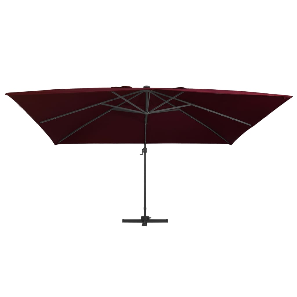 Zweefparasol met LED-verlichting 400x300 cm bordeauxrood