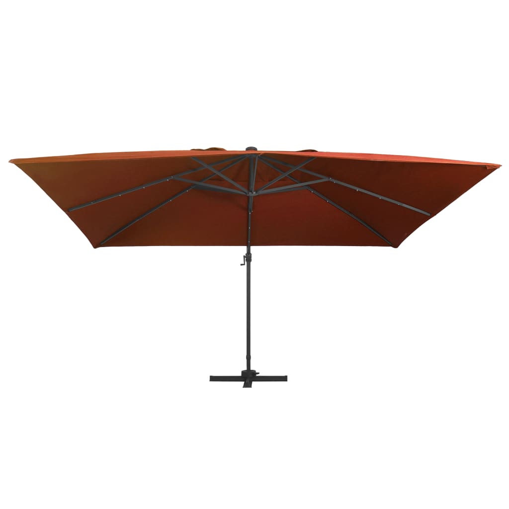 Zweefparasol met LED-verlichting 400x300 cm terracottakleurig