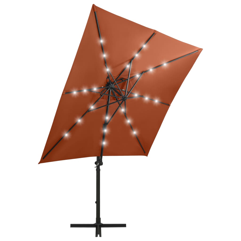 Zweefparasol met paal en LED-verlichting 250 cm terracottakleur