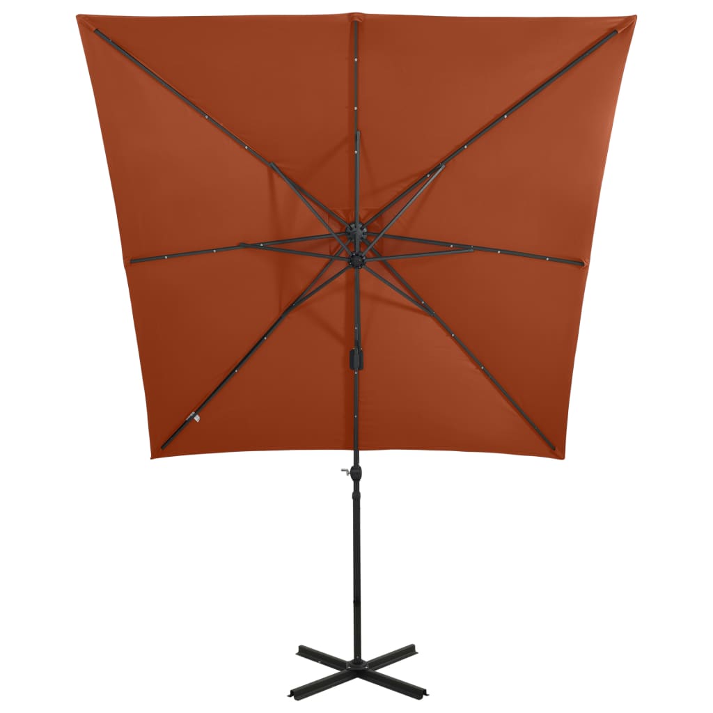 Zweefparasol met paal en LED-verlichting 250 cm terracottakleur