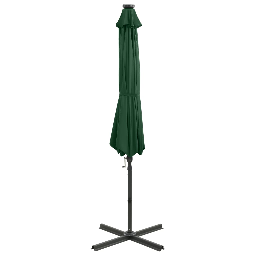 Zweefparasol met paal en LED-verlichting 300 cm groen