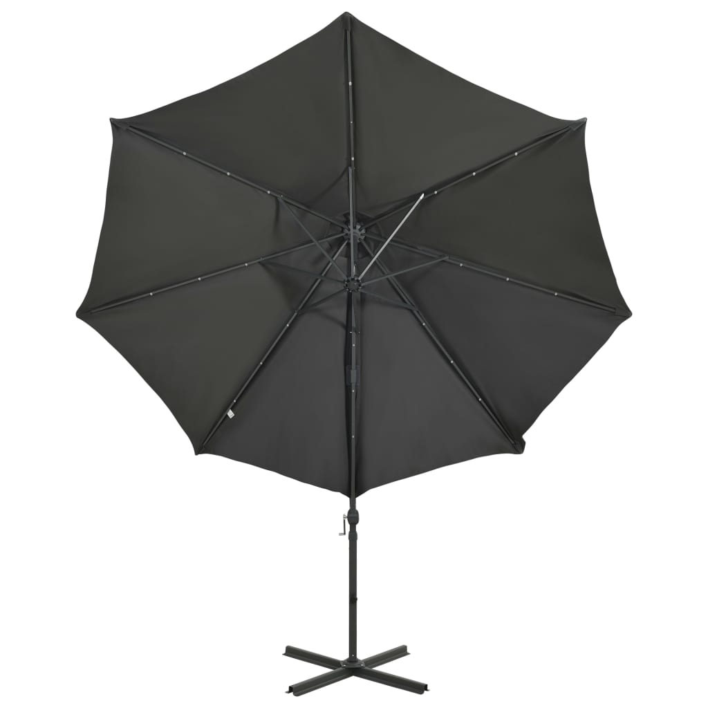 Zweefparasol met paal en LED-verlichting 300 cm antracietkleur