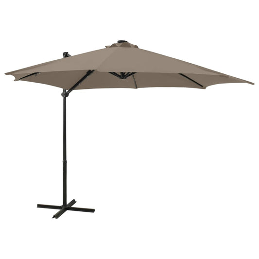 Zweefparasol met paal en LED-verlichting 300 cm taupe