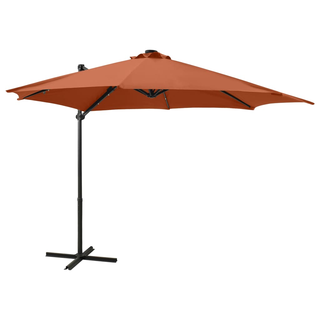 Zweefparasol met paal en LED-verlichting 300 cm terracottakleur